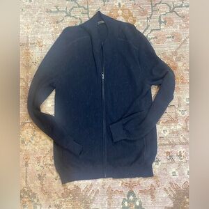 Peruvian Connection 100% Alpaca Men’s Zip Cardigan Sweater – Large – Navy